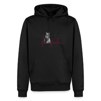 Katzen Herzschlag Geschenk - Männer Premium Bio Hoodie - Schwarz - Vorne - Nico (187cm)