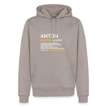 Anton - Männer Premium Bio Hoodie - Taupe - Vorne - Nico (187cm)