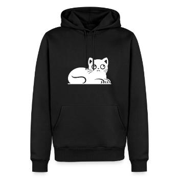 Petit chat gras Dessin - Sweat à capuche Premium bio Homme - noir - Devant - Nico (187cm)
