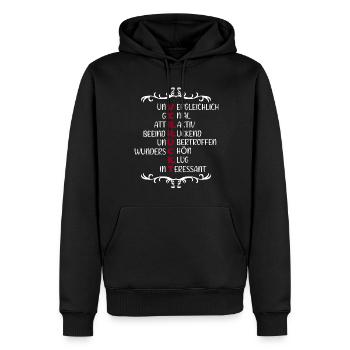 Verrückt - Männer Premium Bio Hoodie - Schwarz - Vorne - Nico (187cm)