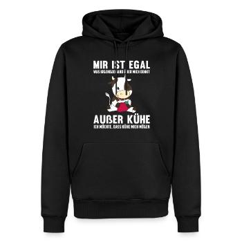 Mir egal was jemand über mich denkt außer Kühe - Männer Premium Bio Hoodie - Schwarz - Vorne - Nico (187cm)