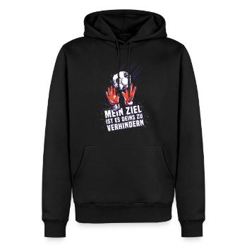 Mein Ziel ist es deins zu verhindern - Männer Premium Bio Hoodie - Schwarz - Vorne - Nico (187cm)