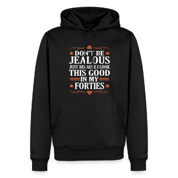 40th birthday - Men’s Premium Organic Hoodie - black - Front - Nico (187cm)