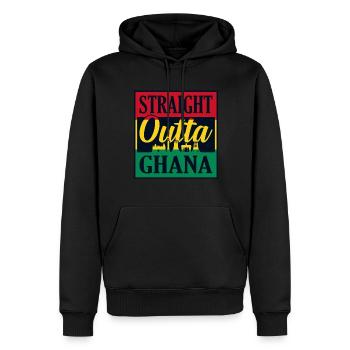 Ghana - Männer Premium Bio Hoodie - Schwarz - Vorne - Nico (187cm)