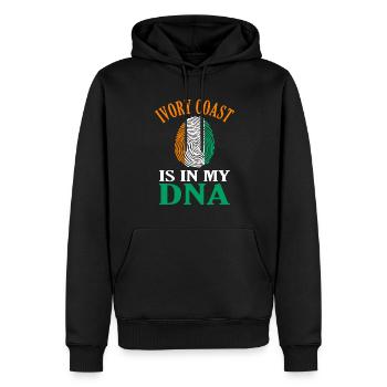 Côte d’Ivoire - Sweat à capuche Premium bio Homme - noir - Devant - Nico (187cm)