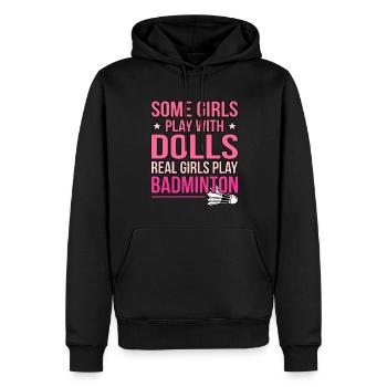 Lustiger Pickleball Badminton Federball - Männer Premium Bio Hoodie - Schwarz - Vorne - Nico (187cm)