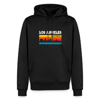 Los Angeles, Californie - Sweat à capuche Premium bio Homme - noir - Devant - Nico (187cm)