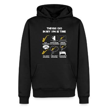 Saxophone - Sweat à capuche Premium bio Homme - noir - Devant - Nico (187cm)
