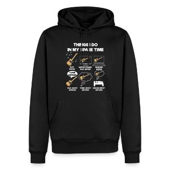 Guitare - Sweat à capuche Premium bio Homme - noir - Devant - Nico (187cm)