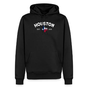 Houston - Männer Premium Bio Hoodie - Schwarz - Vorne - Nico (187cm)