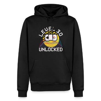 Level 30 Jahre Mann 1992 Geschenk - 30 Geburtstag - Männer Premium Bio Hoodie - Schwarz - Vorne - Nico (187cm)