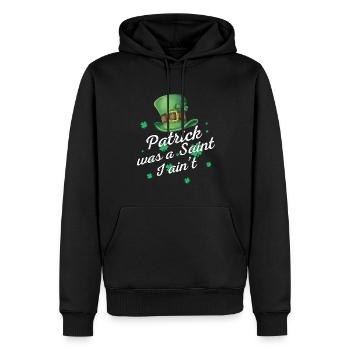 Saint-Patrick - Sweat à capuche Premium bio Homme - noir - Devant - Nico (187cm)