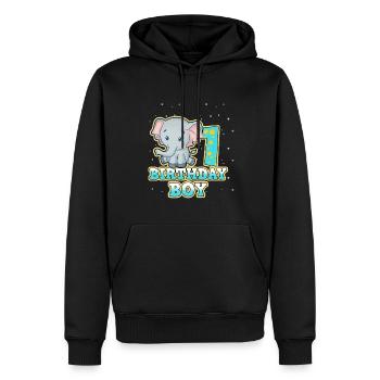 1. Geburtstag - Männer Premium Bio Hoodie - Schwarz - Vorne - Nico (187cm)
