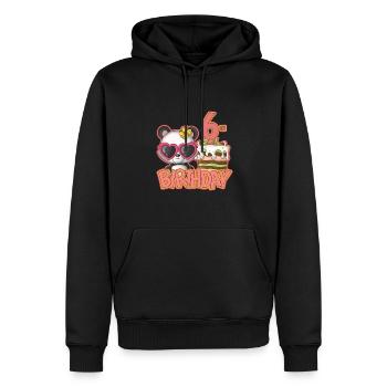 Anniversaire 6 - Sweat à capuche Premium bio Homme - noir - Devant - Nico (187cm)