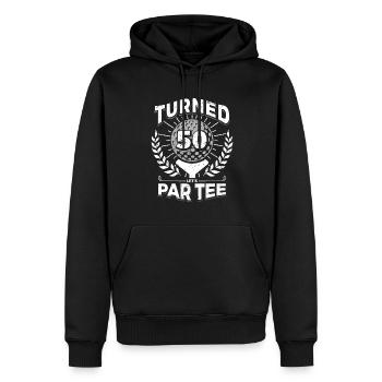Golf du 50e anniversaire - Sweat à capuche Premium bio Homme - noir - Devant - Nico (187cm)