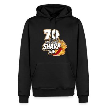 70. Geburtstag - Männer Premium Bio Hoodie - Schwarz - Vorne - Nico (187cm)