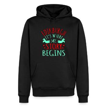 Cadeau Edinburgh Story - Sweat à capuche Premium bio Homme - noir - Devant - Nico (187cm)