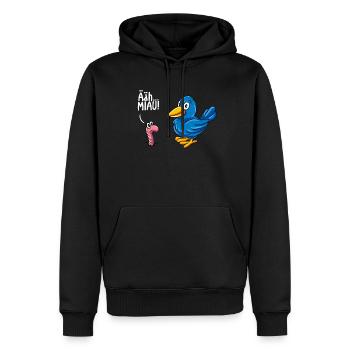 Katze Vogel Wurm Schwarzer Humor - Männer Premium Bio Hoodie - Schwarz - Vorne - Nico (187cm)