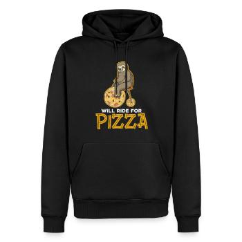 Cadeau de pizza Sloth Riding - Sweat à capuche Premium bio Homme - noir - Devant - Nico (187cm)