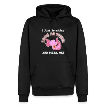 Axolotl Le cadeau pizza mange - Sweat à capuche Premium bio Homme - noir - Devant - Nico (187cm)