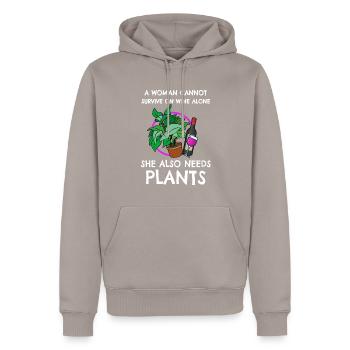 Vine Plants Gift - Men’s Premium Organic Hoodie - taupe - Front - Nico (187cm)