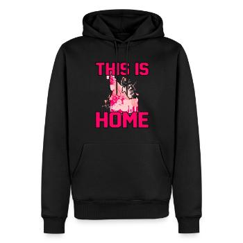 Accueil Idaho Cadeau - Sweat à capuche Premium bio Homme - noir - Devant - Nico (187cm)
