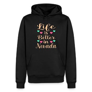 La vie est meilleure cadeau nevada - Sweat à capuche Premium bio Homme - noir - Devant - Nico (187cm)