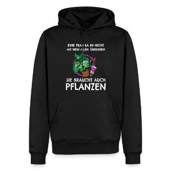 Eine Frau Kann Nicht Mit Wein Allein - Männer Premium Bio Hoodie - Schwarz - Vorne - Nico (187cm)
