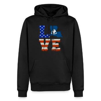 Cher cadeau louisiana Usa drapeaux - Sweat à capuche Premium bio Homme - noir - Devant - Nico (187cm)