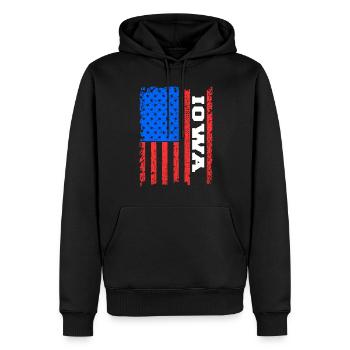 Cadeau du drapeau de l’Iowa Usa - Sweat à capuche Premium bio Homme - noir - Devant - Nico (187cm)