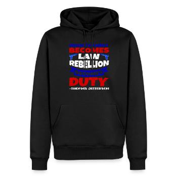 Thomas Jefferson - Männer Premium Bio Hoodie - Schwarz - Vorne - Nico (187cm)