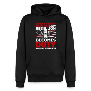 Thomas Jefferson - Männer Premium Bio Hoodie - Schwarz - Vorne - Nico (187cm)