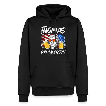 Thomas Jefferson - Männer Premium Bio Hoodie - Schwarz - Vorne - Nico (187cm)