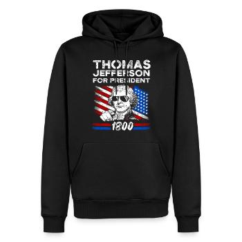 Thomas Jefferson - Männer Premium Bio Hoodie - Schwarz - Vorne - Nico (187cm)