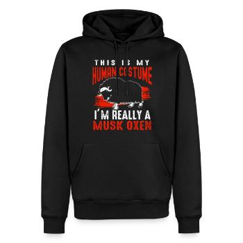 Liebt Awesome Animal Ox - Männer Premium Bio Hoodie - Schwarz - Vorne - Nico (187cm)