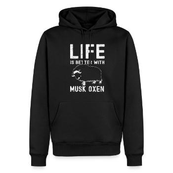Liebt Awesome Animal Ox - Männer Premium Bio Hoodie - Schwarz - Vorne - Nico (187cm)
