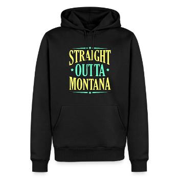 Cadeau Straight Outta Montana - Sweat à capuche Premium bio Homme - noir - Devant - Nico (187cm)