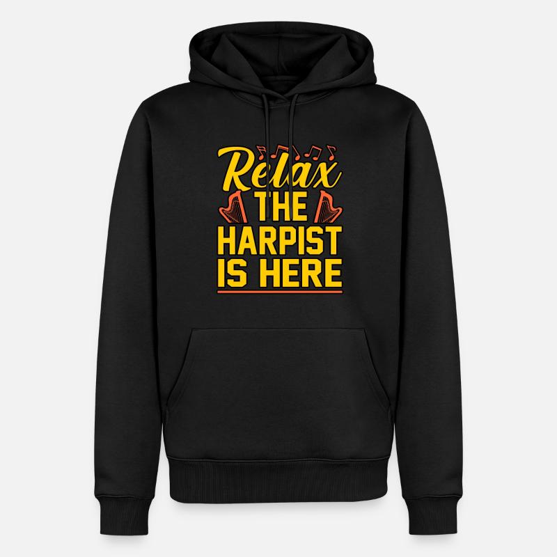 Harfe - Männer Premium Bio Hoodie - Schwarz