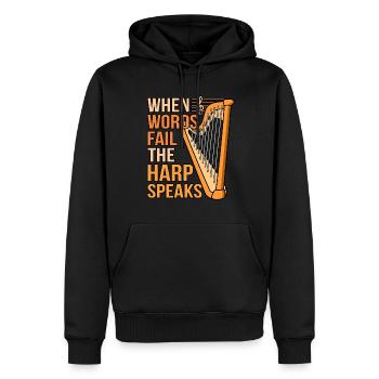 Harfe - Männer Premium Bio Hoodie - Schwarz - Vorne - Nico (187cm)