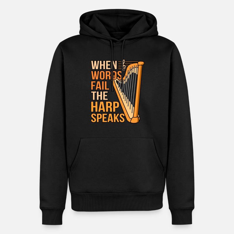 Harfe - Männer Premium Bio Hoodie - Schwarz
