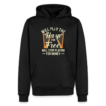 Harfe - Männer Premium Bio Hoodie - Schwarz - Vorne - Nico (187cm)