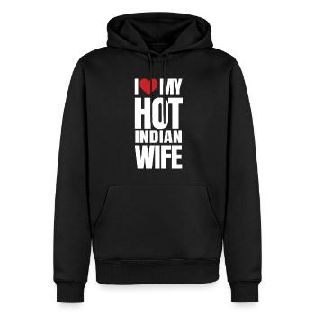 Indisches Ehefrauengeschenk - Männer Premium Bio Hoodie - Schwarz - Vorne - Nico (187cm)