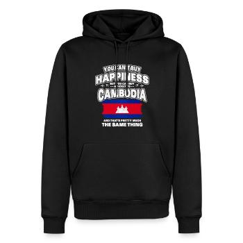 Cambodge - Sweat à capuche Premium bio Homme - noir - Devant - Nico (187cm)