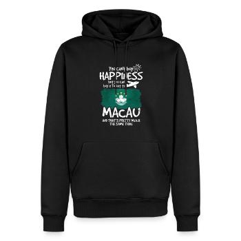 Macau - Männer Premium Bio Hoodie - Schwarz - Vorne - Nico (187cm)