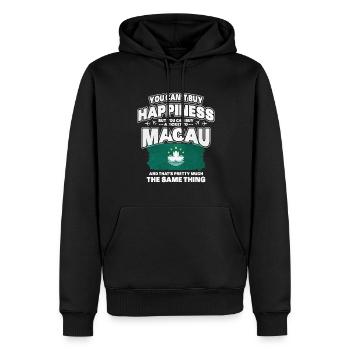 Macau - Männer Premium Bio Hoodie - Schwarz - Vorne - Nico (187cm)