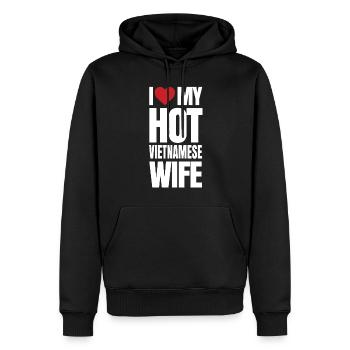 Cadeau d’épouse vietnamienne - Sweat à capuche Premium bio Homme - noir - Devant - Nico (187cm)