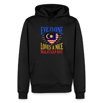 Malaysia - Männer Premium Bio Hoodie - Schwarz - Vorne - Nico (187cm)