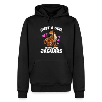 Jaguar Geschenkidee - Männer Premium Bio Hoodie - Schwarz - Vorne - Nico (187cm)