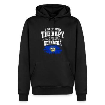 Nebraska - Männer Premium Bio Hoodie - Schwarz - Vorne - Nico (187cm)