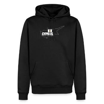Chypre - Sweat à capuche Premium bio Homme - noir - Devant - Nico (187cm)